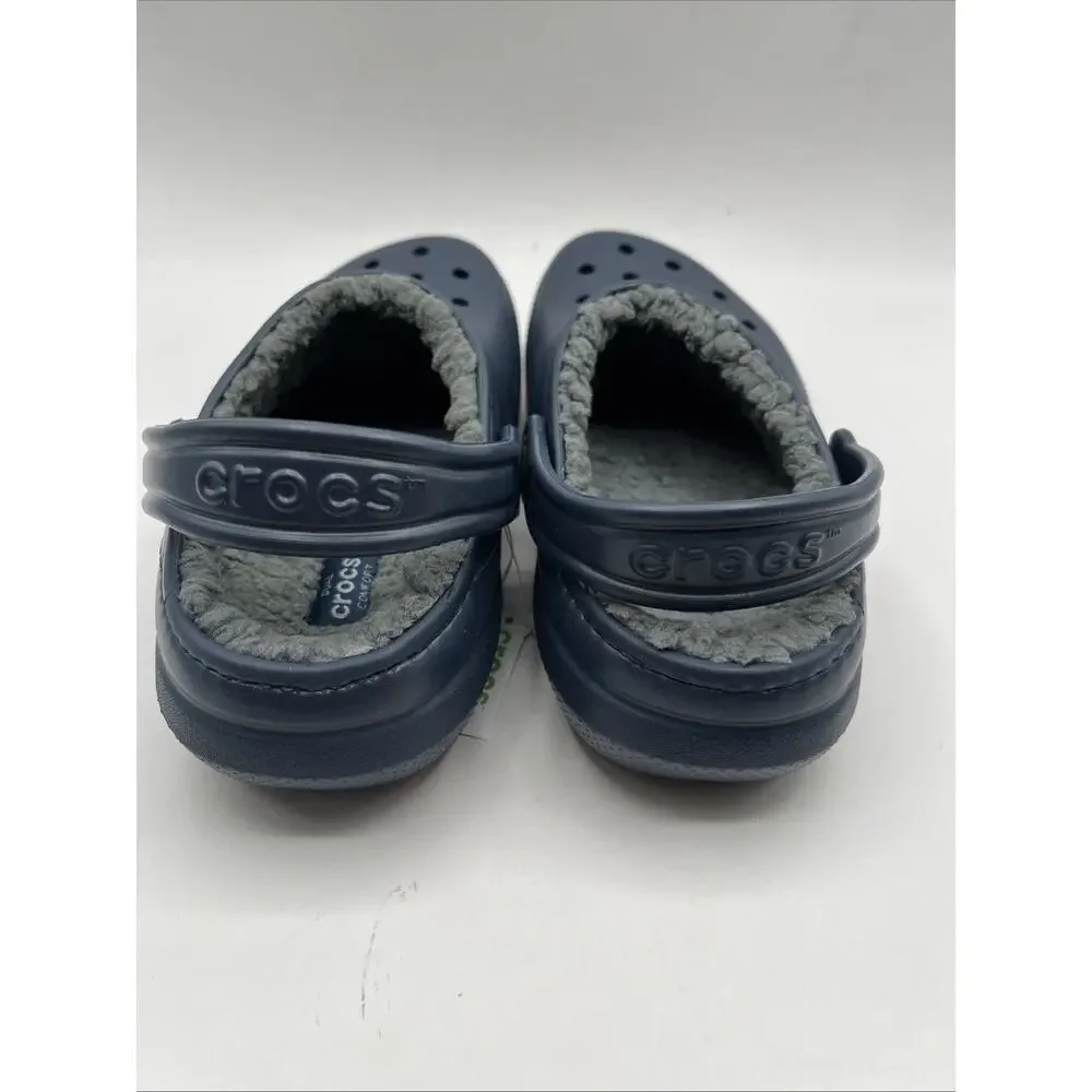 Crocs Unisex Classic Lined Winter Clog Size US J3 Little Kids Navy Blue Shoe NWT